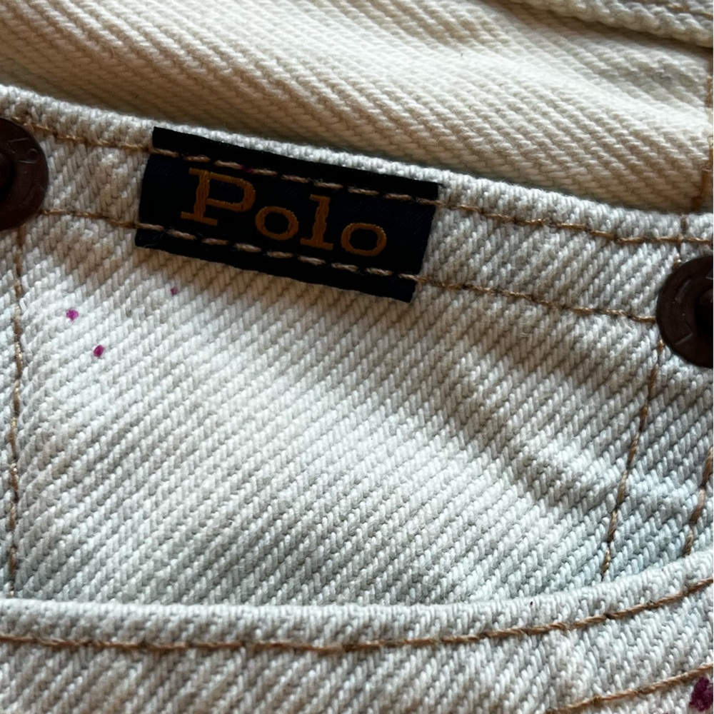 Polo Ralph Lauren Women Avery Boyfriend Jeans White Paint splatter Size 25 - Picture 4 of 7